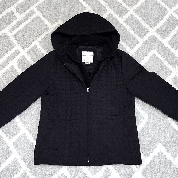 Larry Levine Sport Women's Small Black Quilted Hooded Zippered Jacket - Picture 5 of 14